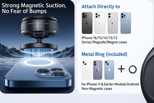 Magnetic Car Phone Holder | 360° Rotation | Adjustable Arm | Strong Suction Mount for Dashboard | Android, iPhone and Laptop Compatible | Universal Mobile Holder