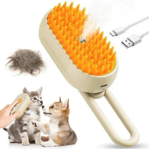 3-in-1 Pet Steam Grooming Brush – Tangle-Free, Static-Free, Spa Care for Cats & Dogs