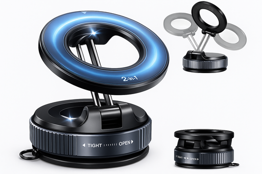 Magnetic Car Phone Holder | 360° Rotation | Adjustable Arm | Strong Suction Mount for Dashboard | Android, iPhone and Laptop Compatible | Universal Mobile Holder